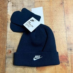 Nike Toddler Size 2/4T Hat and Mittens 2 Piece Set Obsidian Navy Blue 7A2961-695